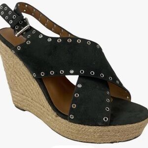 Report Caden Black Wedge Sandals with grommets